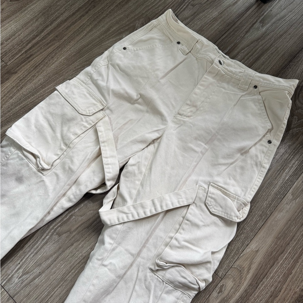 Urban Outfitters White Cargo Low Rise Pants